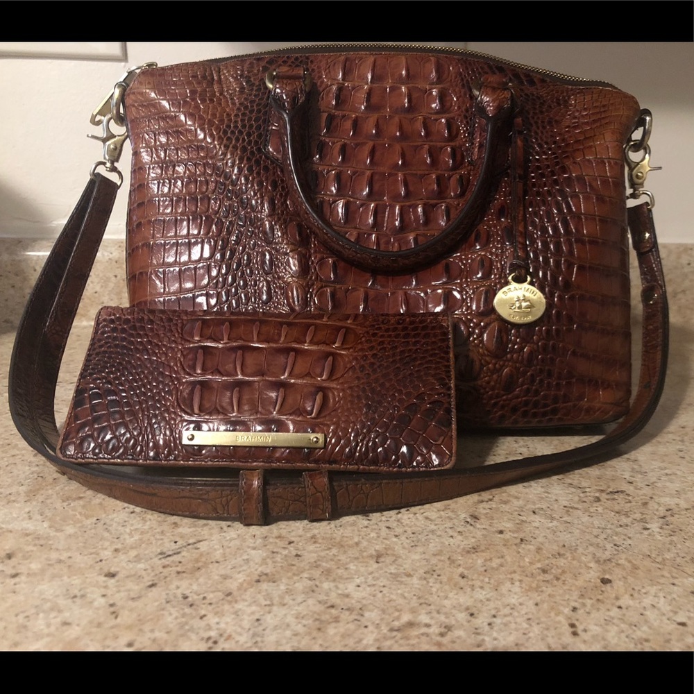 Brahmin purse handbag with matching wallet used